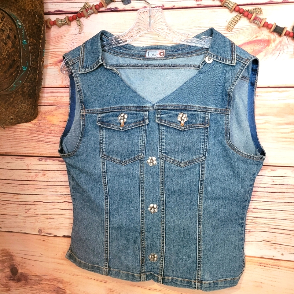 UPCYCLED ☆ HANDMADE Denim Jacket Top~Vest By "One Kind Denim co."!❤️